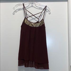Mossimo burgundy tank top with sequins